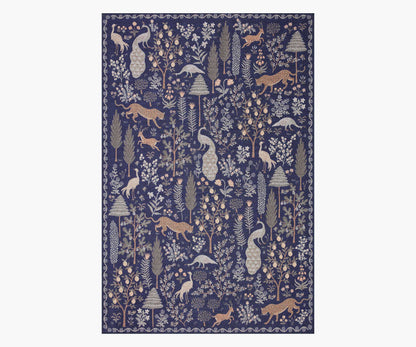 Menagerie Forest Printed Rug - Navy