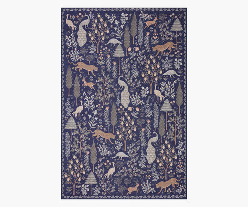 Menagerie Forest Printed Rug - Navy