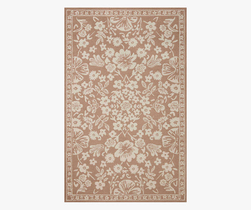 Arboretum Rose Garden Wool-Hooked Rug - Rust