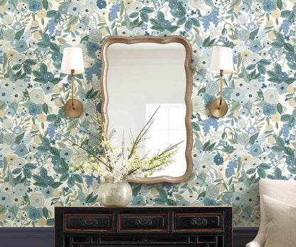 Garden Party Wallpaper Sample - Indigo Multi
