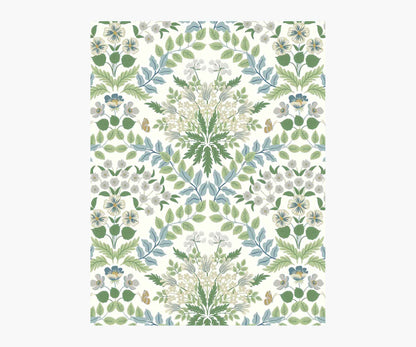 Bramble Wallpaper Sample - Blue & Green