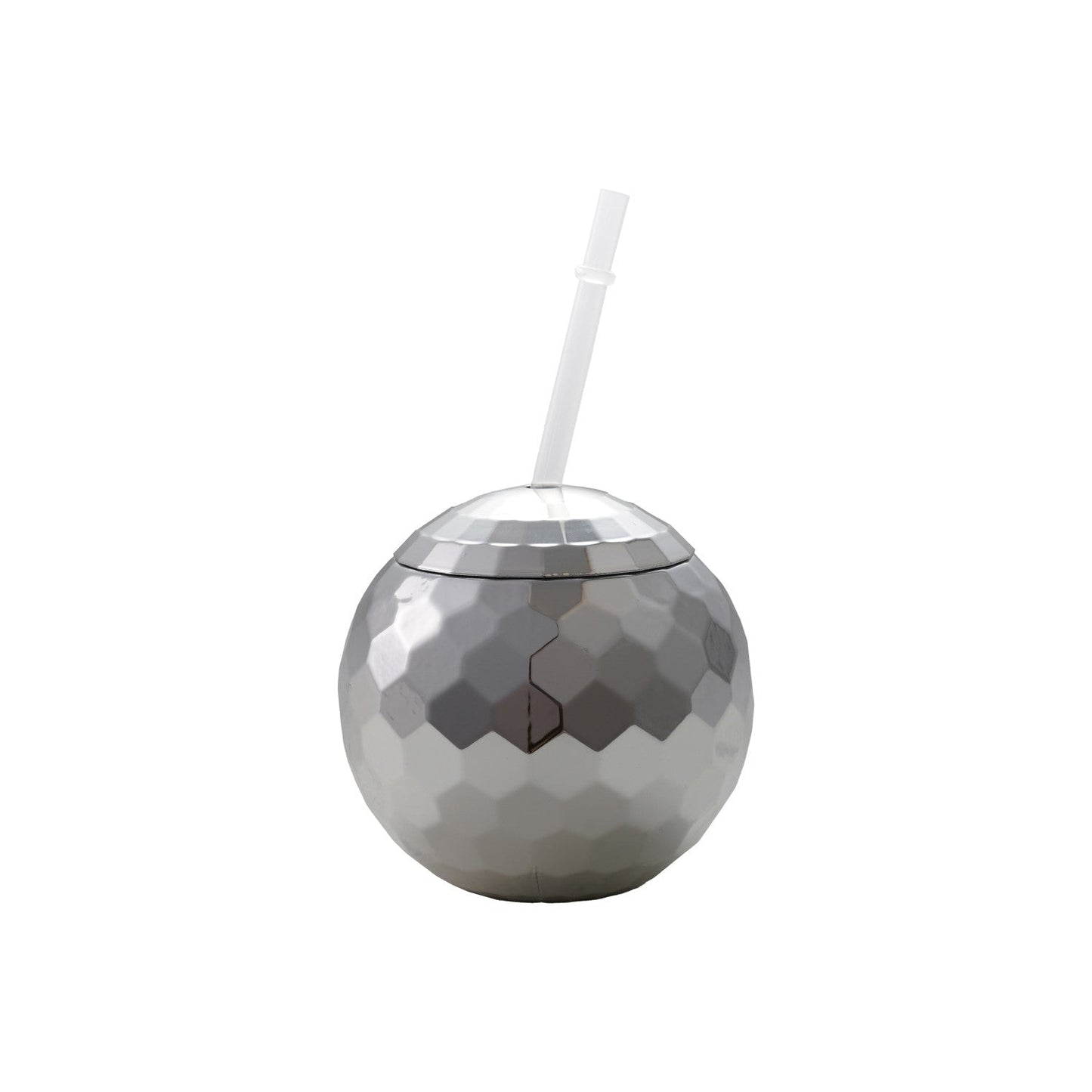 20 oz. Plastic Mirror Ball Cup with Lid & Straw, Set of 2